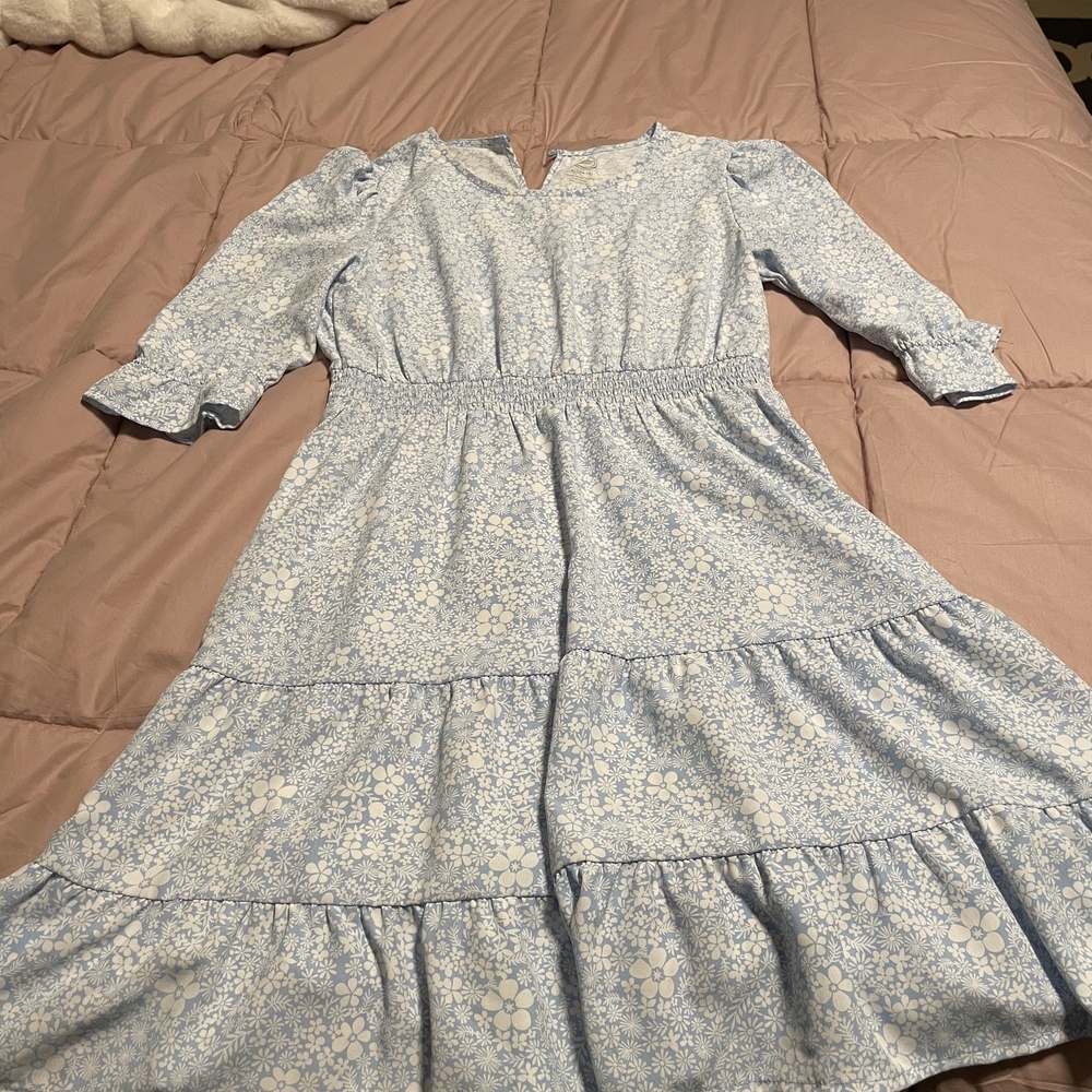 Wonder Nation Blue and White Floral Dress
